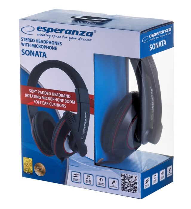 Esperanza EH118 headphones/headset Wired Head-band Calls/Music Black  Red - imagine 8