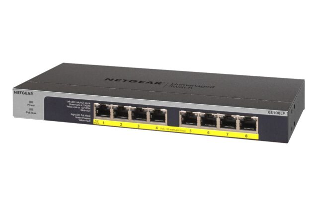 NETGEAR GS108LP Unmanaged Gigabit Ethernet (10/100/1000) Power over Ethernet (PoE) 1U Black  Grey - imagine 4