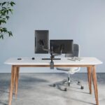 Manhattan TV & Monitor Mount  Desk  Full Motion (Gas Spring)  2 screens  Screen Sizes: 10-27   Black  Clamp or Grommet Assembly  Dual Screen  VESA 75x75 to 100x100mm  Max 8kg (each)  Lifetime Warranty - imagine 8