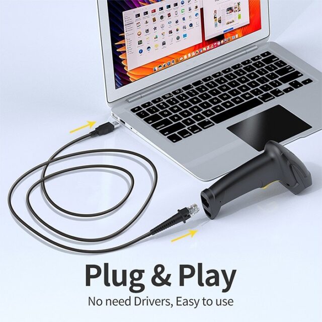 Qoltec 50853 Laser barcode scanner 1D | 2D | Black - imagine 3