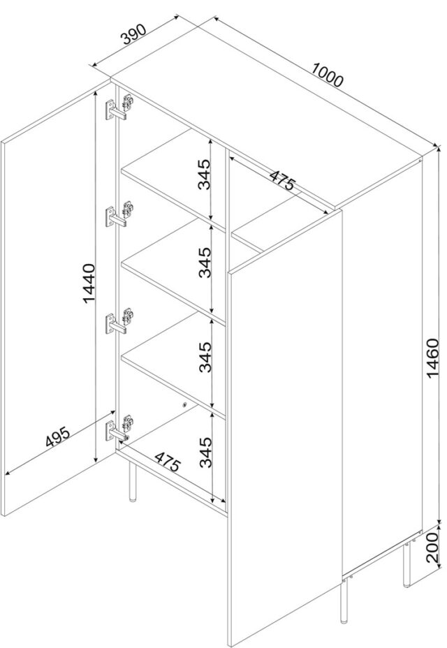 Cama Display case PALAZZO BIS 100x39x166 matte black - imagine 4