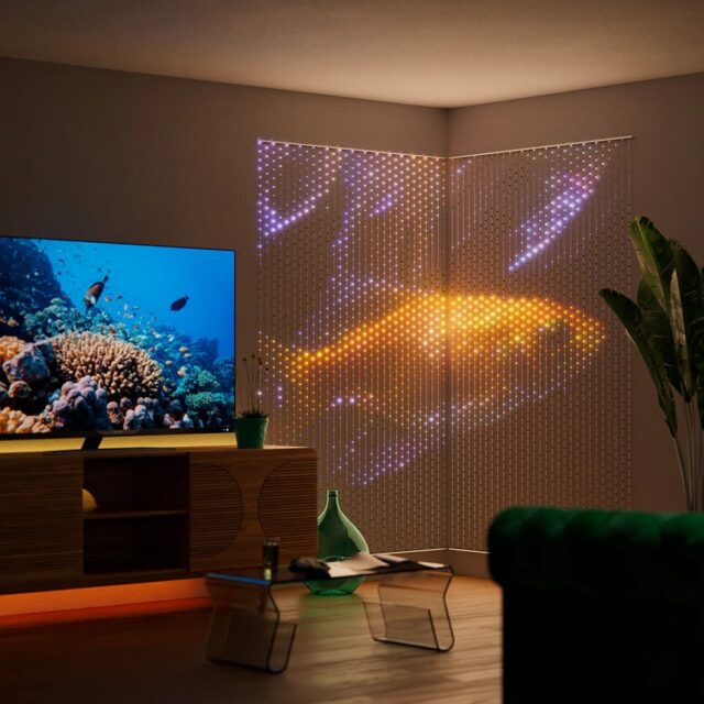 Twinkly Matrix - 480 RGB LED Pearl-shaped lights  clear wire  3.3x3.3ft F-plug type - imagine 5