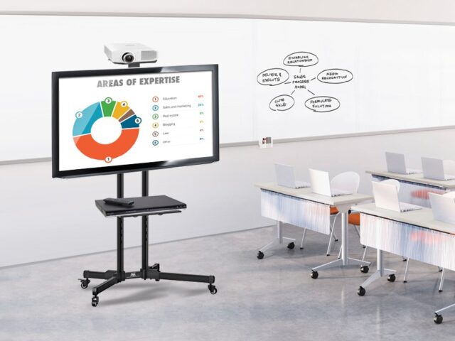 Maclean MC-661 Trolley TV Stand with Mounting Bracket and 2 Shelfs - imagine 3