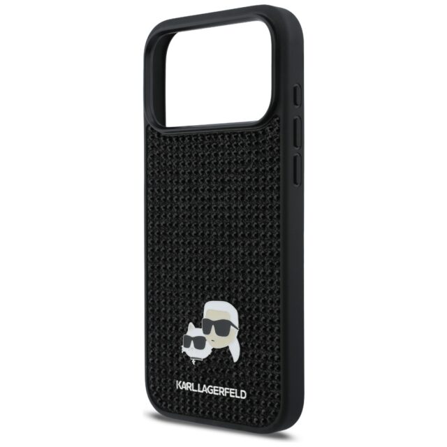 Case Karl Lagerfeld Rhinestones Karl&Choupette Pin for iPhone 17 Pro Max black - imagine 6