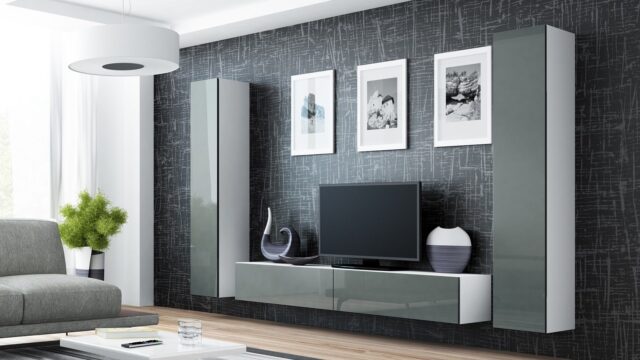 Cama TV Stand VIGO '180' 30/180/40 grey/white gloss - imagine 8