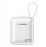 Powerbank Vention 10000mAh 35W PD z wbudowanym kablem USB-C beżowy - imagine 2