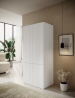 Wardrobe PAFOS 2D 90x55.5x198.5 white matt - imagine 3