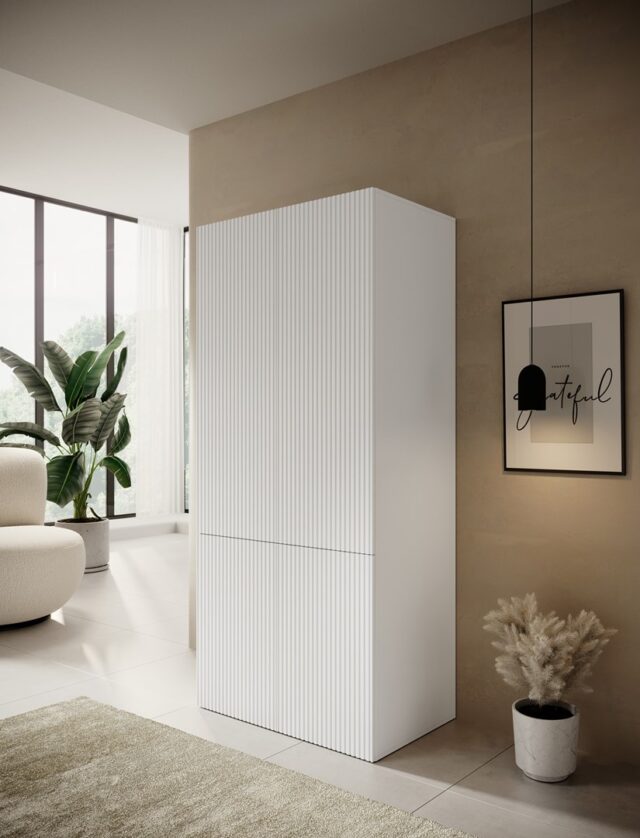 Wardrobe PAFOS 2D 90x55.5x198.5 white matt - imagine 3