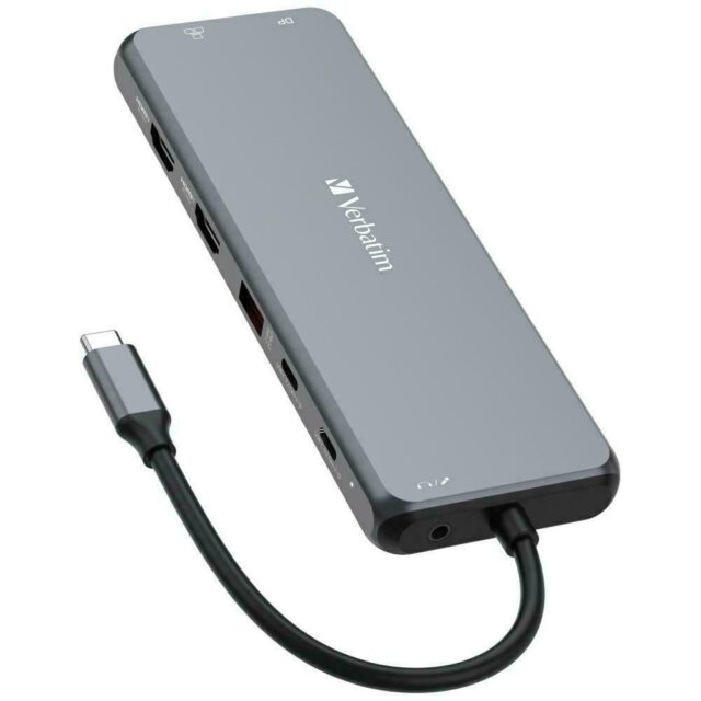 Verbatim Adapter Hub USB-C - 2xHDMI/DP/Eternet/6xUSB-A/Jack 3.5mm/2xUSB-C aluminum 32153 - imagine 3