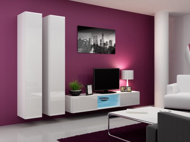 Cama Full cabinet VIGO '180' 180/40/30 white/white gloss - imagine 9