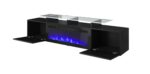 RTV cabinet ROVA with electric fireplace 190x37x48 cm black/black gloss - imagine 2