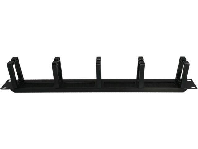 Alantec PK048 1U 19  cable organizer with brushed grommet  5 plastic holders - imagine 2