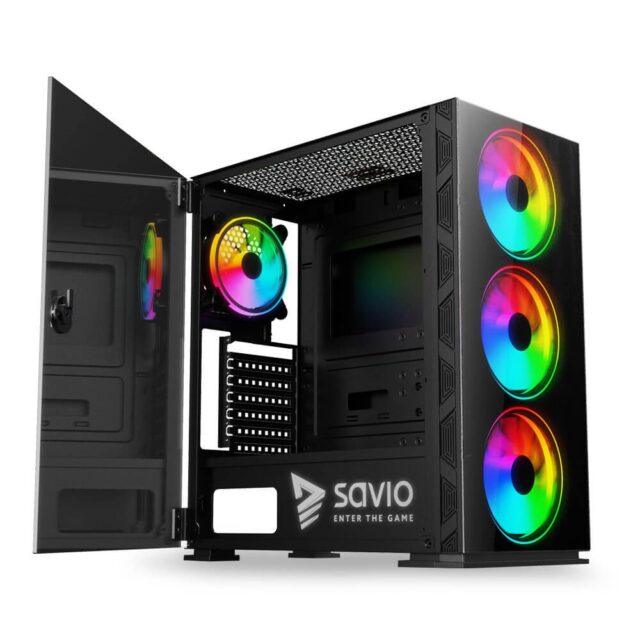 SAVIO PC Case Prime X1 ARGB Glass Black - imagine 4