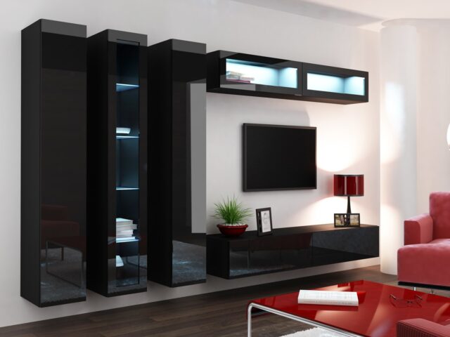 Cama TV Stand VIGO '180' 30/180/40 black/black gloss - imagine 10