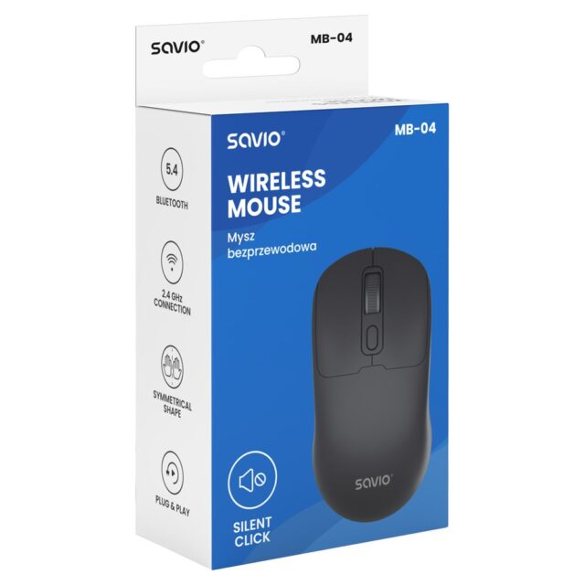 Savio MB-04 mouse Universal Ambidextrous Bluetooth IR LED 1600 DPI - imagine 5