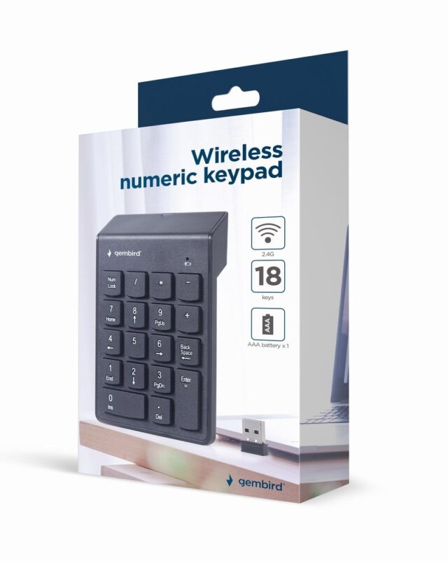Gembird KPD-W-02 numeric keypad Notebook/PC Bluetooth Black - imagine 8