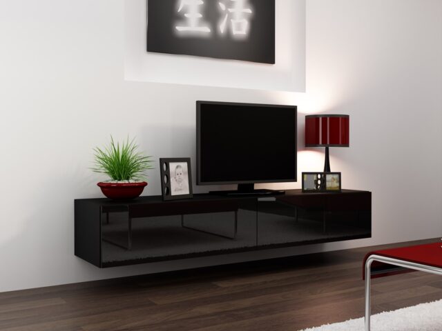 Cama TV Stand VIGO '180' 30/180/40 black/black gloss - imagine 15