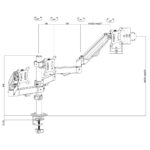 Maclean 3 monitor mount  gas spring  17 -27   2-8kg  black  MC-137 - imagine 7