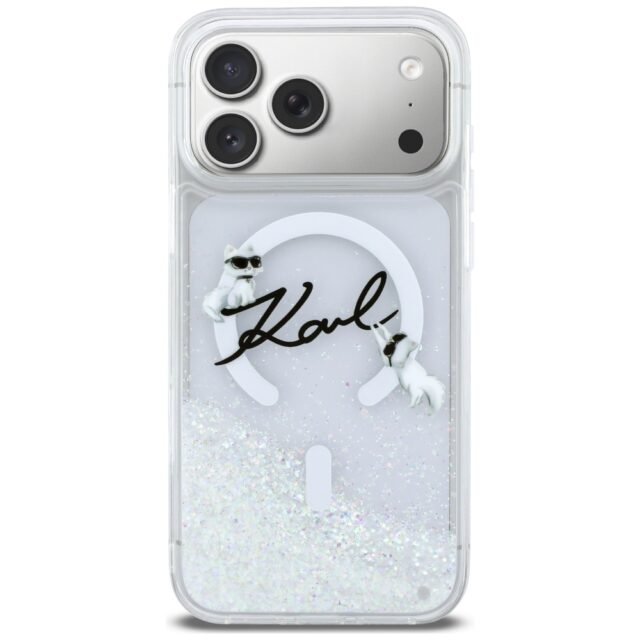 Case Karl Lagerfeld Liquid Glitter Karl  Script Logo MagSafe for iPhone 17 Pro Max transparent - imagine 3