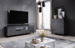 Cama TV stand REJA graphite grey gloss/graphite grey gloss - imagine 6
