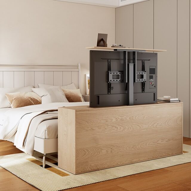 Maclean MC-866T Smart Motorized Electric TV Lift TUYA Mobile App Floor Mount Bracket Alexa Google Home 37''-80'' 60kg Cabinet VESA (EU plug) - imagine 4