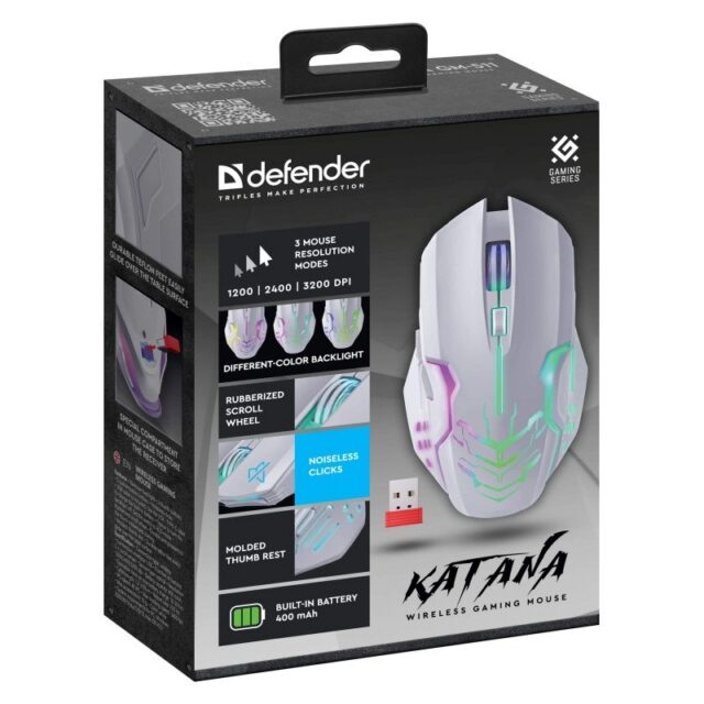 CDEFENDER GM-511 KATANA RF 3200dpi 7P WHITE - imagine 6