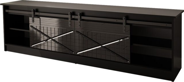 RTV GRANERO 200x56.7x35 black/black gloss cabinet - imagine 2