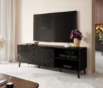 RTV cabinet ABETO 150x42x52 black glossy - imagine 8