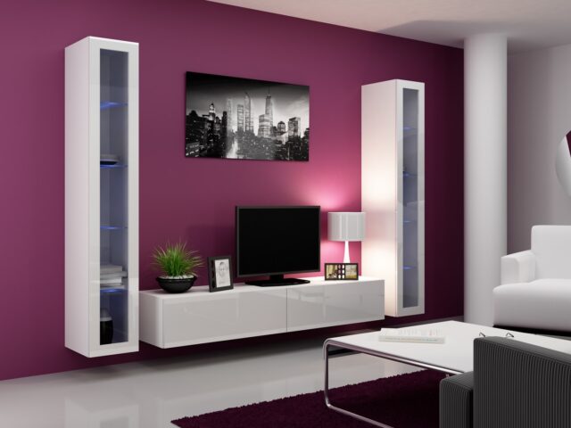 Cama TV Stand VIGO '180' 30/180/40 white/white gloss - imagine 6