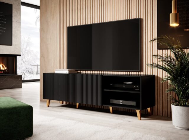Cama RTV cabinet PAFOS 150x42x52 Black matt - imagine 9