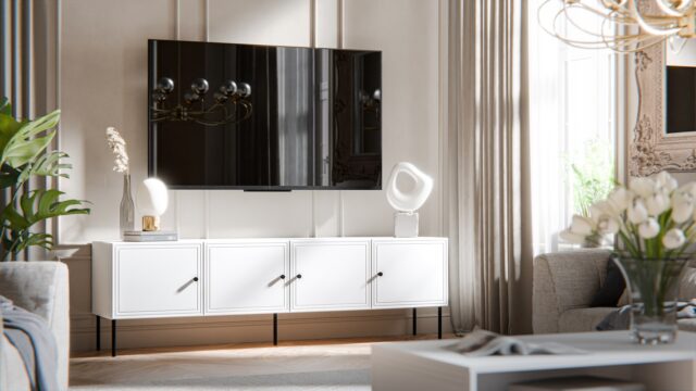 4D RTV cabinet PALAZZO BIS 201x40x60 white matt - imagine 4