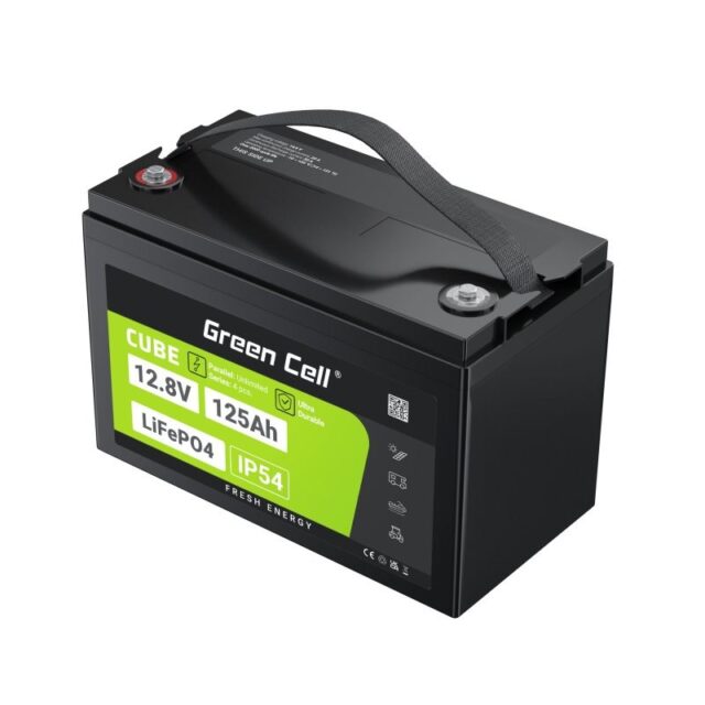 Green Cell Žalias Cell CUBE LiFePO4 125Ah 12 8V 1600Wh liio geležies fosfato baterija kemperiui  sauls energijai  neprijungtai prie tinklo  laivui Lithium Iron Phosphate (LiFePO4) 12.8 V - imagine 10