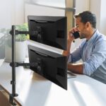 Maclean MC-967 Double Vertical Monitor Desk Mount Screen Holder max VESA 100x100  13-27   2x 9kg Powder Coated Tilting Rotating Adjustable