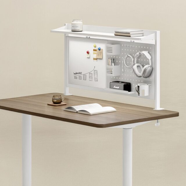 Ergo Office desk divider / organizer  max load 10kg  white board  width 1116mm  white  ER-301 W - imagine 6