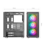 Mars Gaming MC-F Black  ATX Gaming Semitower  Full Tempered Glass Window  Metal-Mesh Front  4x 120mm ARGB Fans - imagine 6