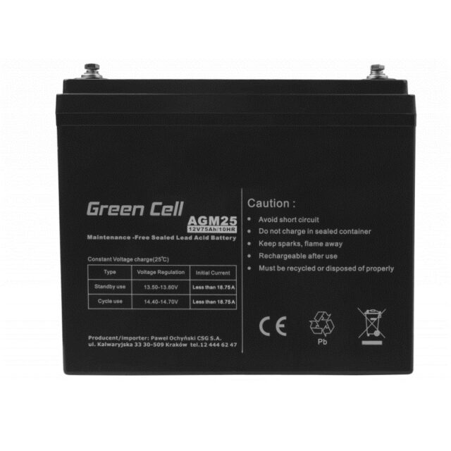 Green Cell AGM25 UPS battery Sealed Lead Acid (VRLA) 12 V 75 Ah - imagine 4