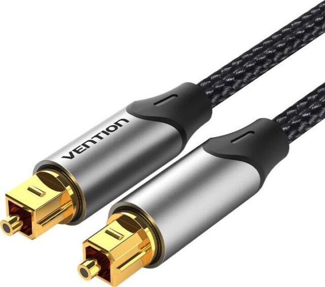 Kabel audio optyczny Vention w oplocie z aluminiowym złączem 5m szary - imagine 4