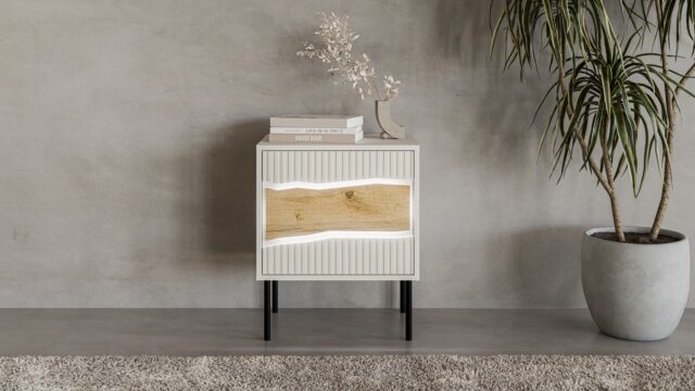 Cama Bedside cabinet  2 pcs. INSERTO 50x40x61.5 cashmere + LED - imagine 5