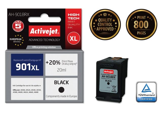 Activejet AH-901BRX Ink (replacement for HP 901XL CC654AE; Premium; 20 ml; black) - imagine 2