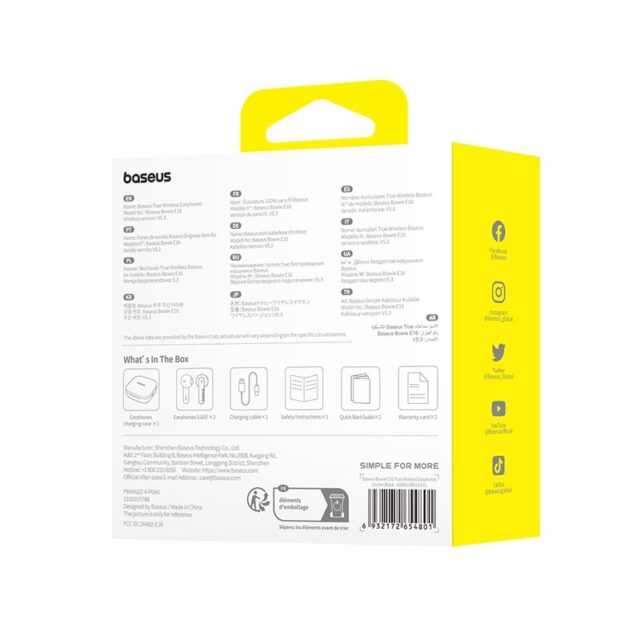 Baseus Bowie E16 Headset True Wireless Earphones In-ear Calls/Music USB Type-C Bluetooth Black - imagine 7