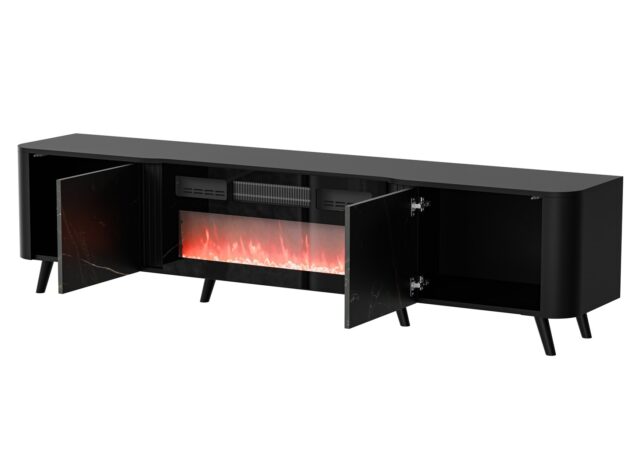 Cama RTV cabinet Volare 200 x 39 x 49 cm black/san sebastian + fireplace - imagine 2