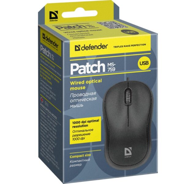 Defender MOUSE PATCH MS-759 BLACK OPTICAL 1000dpi 3P - imagine 5