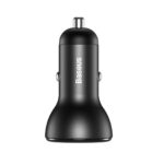 Car charger Baseus with display  2x USB  4.8A  24W (gray) - imagine 2