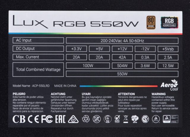 Power supply Aerocool Lux RGB 550M 550 W Black - imagine 5