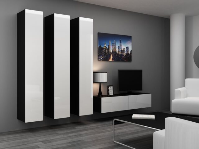 Cama Full cabinet VIGO '180' 180/40/30 white/black gloss - imagine 5