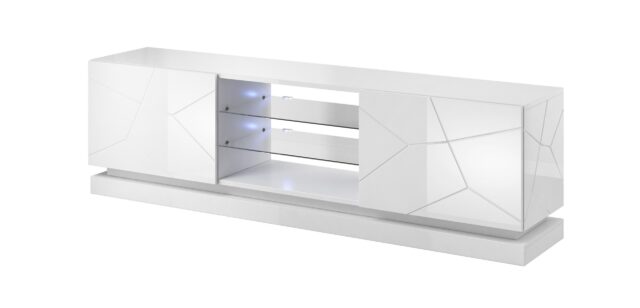 Cama TV cabinet QIU 200 MDF white gloss/white gloss - imagine 2