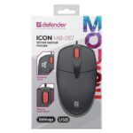 MOUSE DEFENDER ICON MB-057 OPTICAL 1000dpi 3P BLACK SILENT CLICK - imagine 3