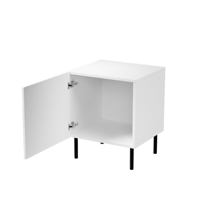 Bedside table 2 pcs. JUNGLE 53.5x40.5x44 white matt + black legs - imagine 2