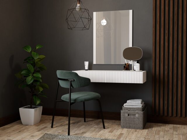 Dressing table with mirror PAFOS 80x41.6x100 white matte - imagine 4