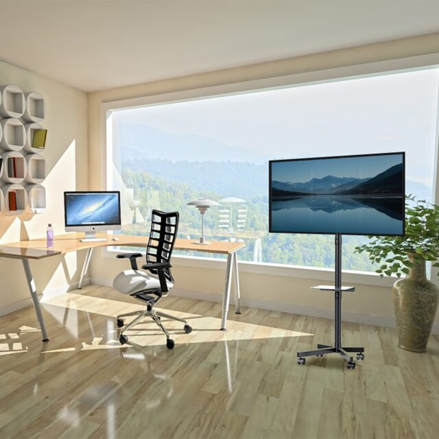 Maclean MC-949 TV Cart  Stand  Professional 32-55   on Casters  max. VESA 400x400  max. 25kg - imagine 5